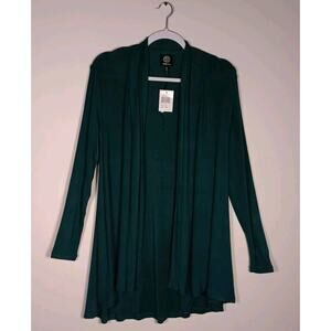 Bobeau Cardigan Sweater Open-Front Green Long Modal Spandex Knit XS